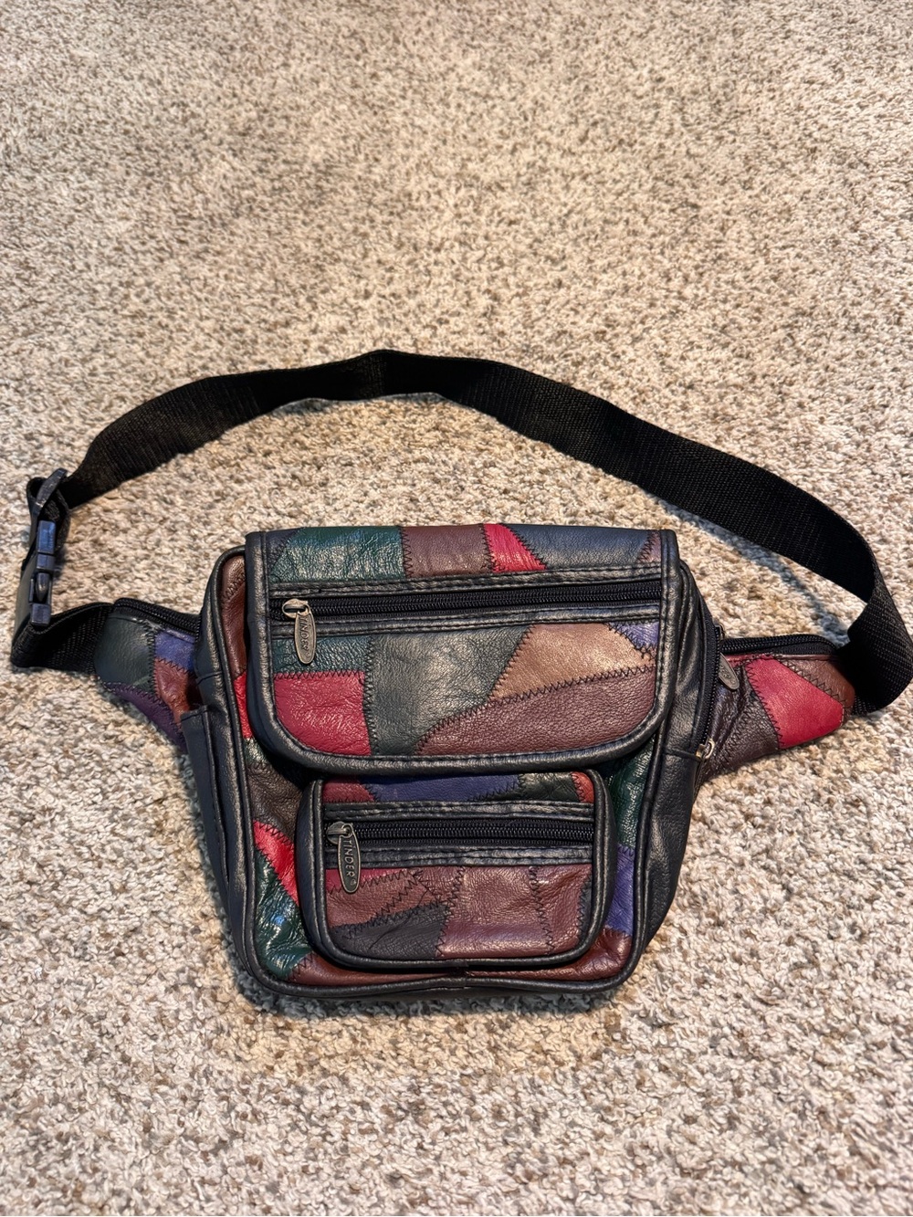 Vintage Tinder Patchwork Faux Leather Waist Bag - Multicolor